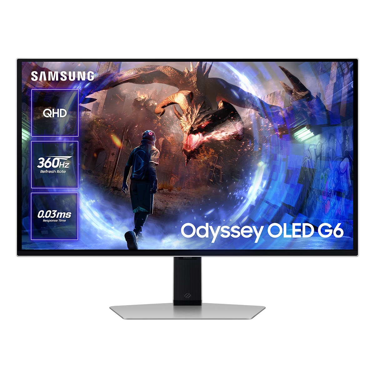 Monitor PC Gaming Samsung Odyssey OLED G6 27" (68,5 cm) QHD, 0,03ms, Max 360Hz, FreeSync Premium Pro, 250 nits Prata-1