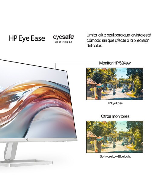 Monitor PC 60,4 cm (23,8") HP S5 524sw, 100 Hz FHD IPS antirreflectante y certificación Eyesafe Plata / Blanco-7