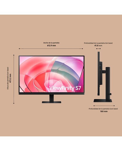 Monitor PC 68,58 cm (27") Samsung ViewFinity S7 S70D, 60Hz, 4K UHD HDR10 - Negro Negro-2
