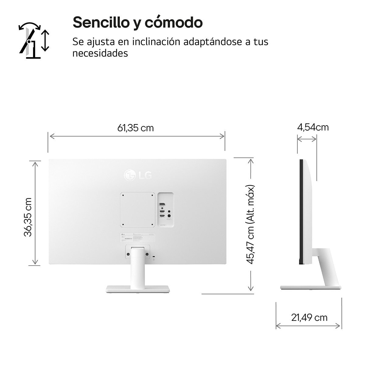 Monitor PC 68,58" (27") 27US500-W.AEU 60 Hz, UHD 4K, IPS Blanco-6