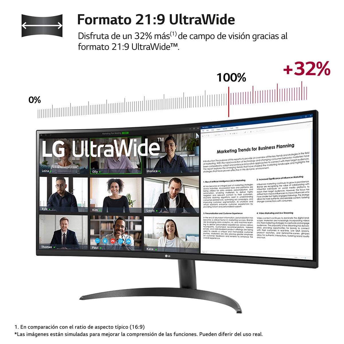 Monitor Curvo LG Ultrawide 34WR50QK-B de 86,42 cm (34"), 100 Hz, UWQHD, 21:9 Preto-2