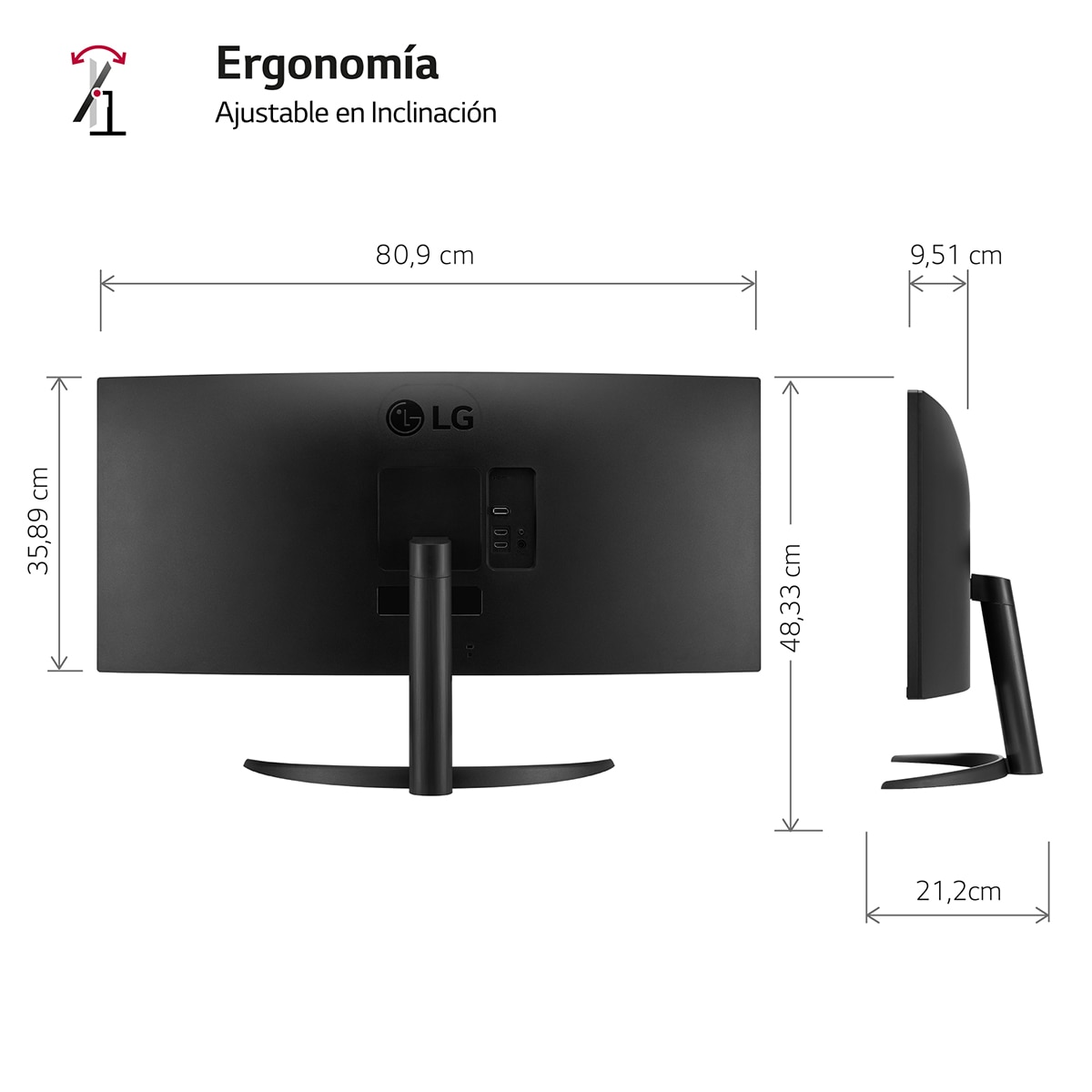 Monitor PC Curvo 86,42 cm (34") LG Ultrawide 34WR50QK-B, 100 Hz, UWQHD, 21:9 Negro-4
