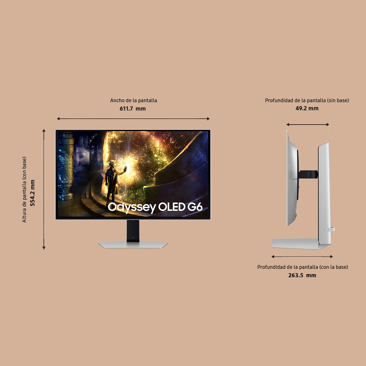 Monitor PC Gaming 68,58 cm (27") Samsung Odyssey G6 OLED LS27DG610SUXEN, 240 Hz, QHD, FreeSync Premium Pro Plata-2