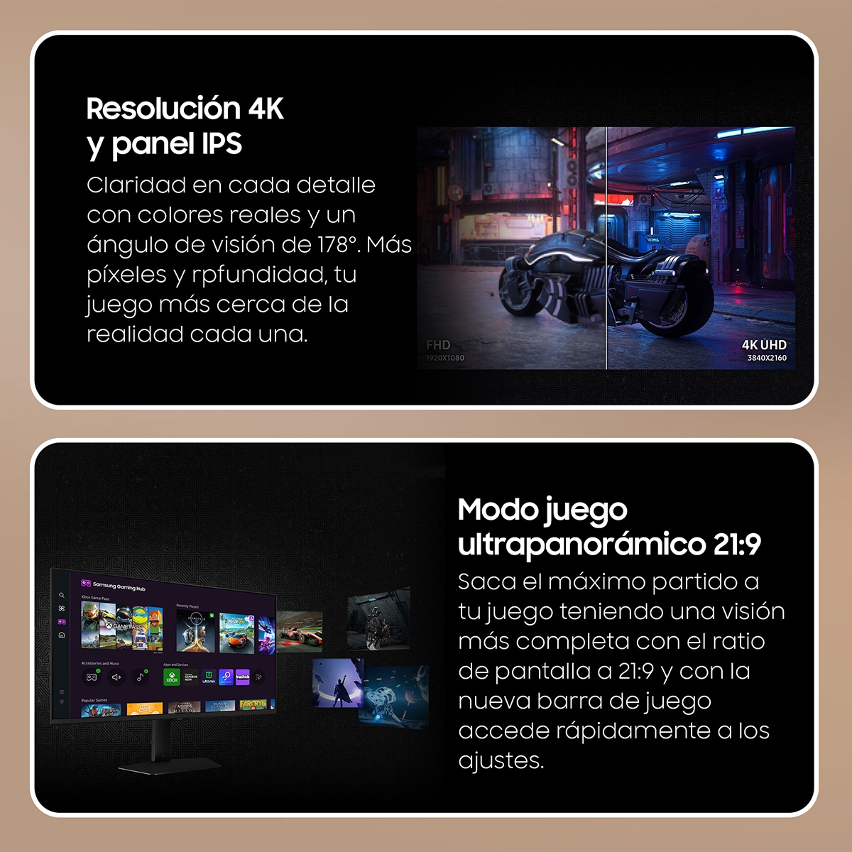 Monitor PC Gaming 81,28cm (32") Samsung Odyssey G7 LS32DG702, 144 Hz, UHD 4K, FreeSync Premium, Funciones Smart 4