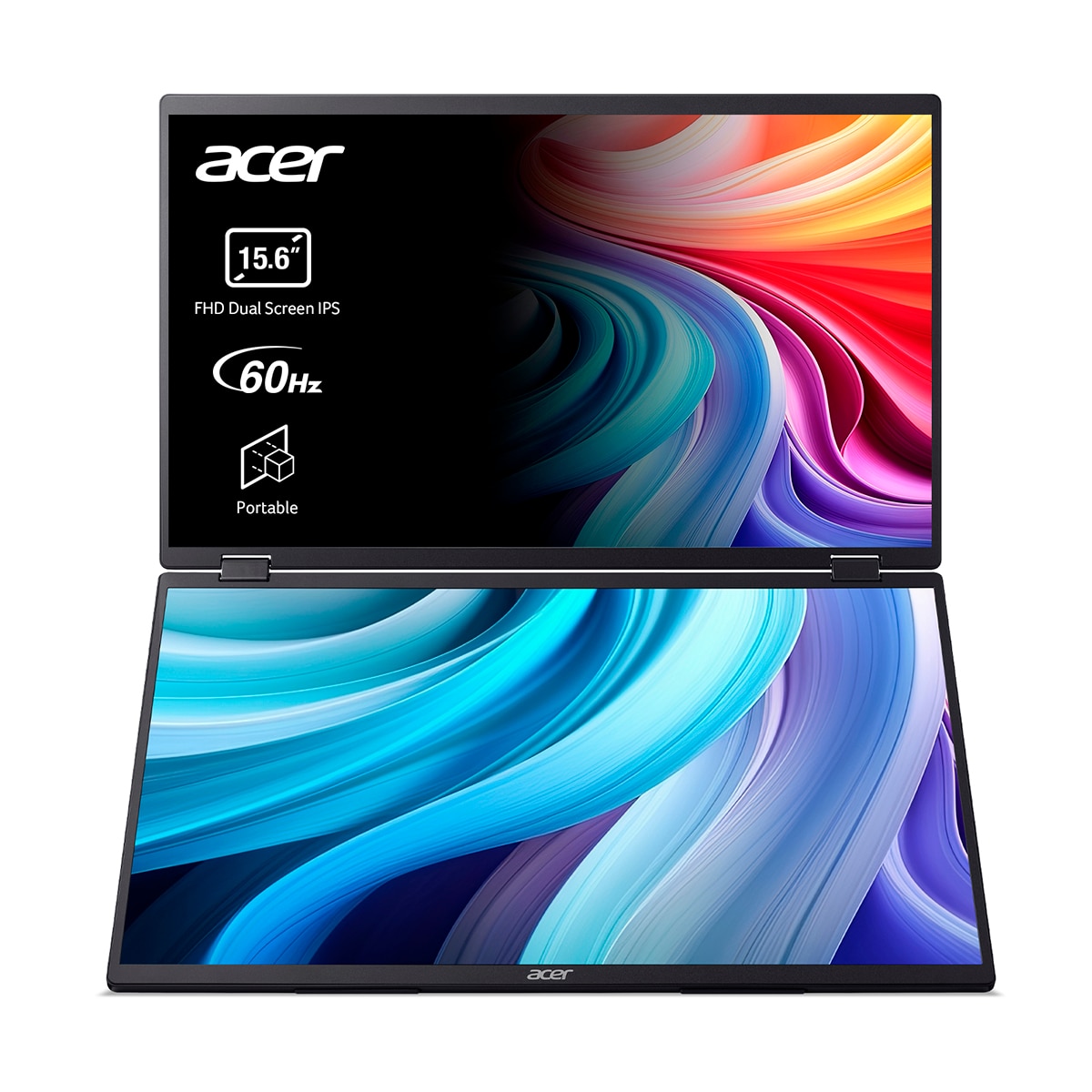 Acer - Monitor PC portátil 40cm (15,6") Acer PD163Qbmiuux, 60 Hz Pantalla Dual Full HD IPS.