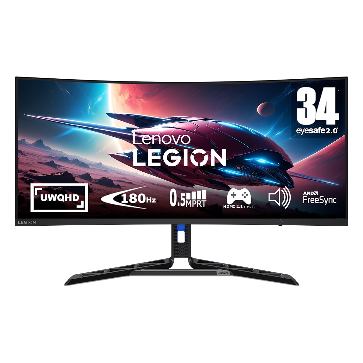 Monitor PC Gaming curvo 86cm (34") Lenovo Legion R34w-30, 180 Hz, UWQHD, Altavoces incorporados Negro-1
