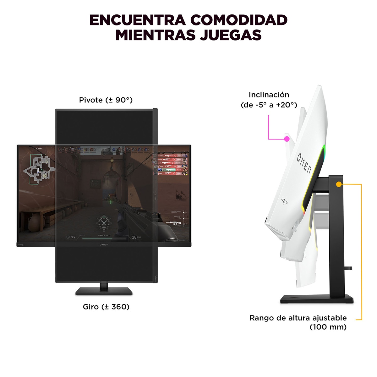 Monitor Gaming HP OMEN Transcend 32, 240Hz, 31,5" UHD QD-OLED, AMD FreeSync Premium Pro y compatible con NVIDIA G-SYNC Blanco / Negro Blanco / Negro-6