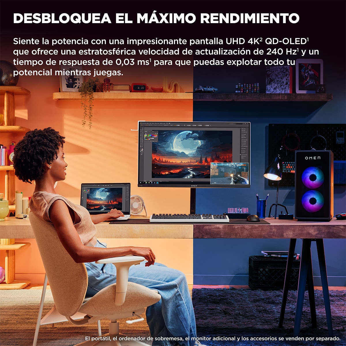 Monitor Gaming HP OMEN Transcend 32, 240Hz, 31,5" UHD QD-OLED, AMD FreeSync Premium Pro y compatible con NVIDIA G-SYNC Blanco / Negro-7