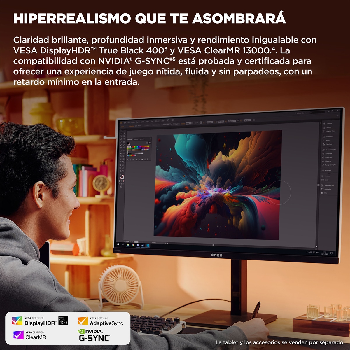 Monitor Gaming HP OMEN Transcend 32, 240Hz, 31,5" UHD QD-OLED, AMD FreeSync Premium Pro y compatible con NVIDIA G-SYNC Blanco / Negro-8