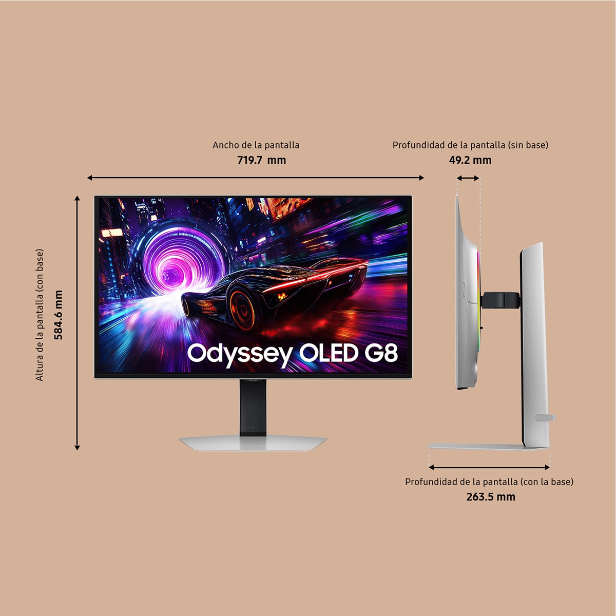 Monitor PC Gaming 81,2cm (32") Samsung Odyssey Oled G8 - G81SF, 240 Hz, UHD 4K Plateado-2