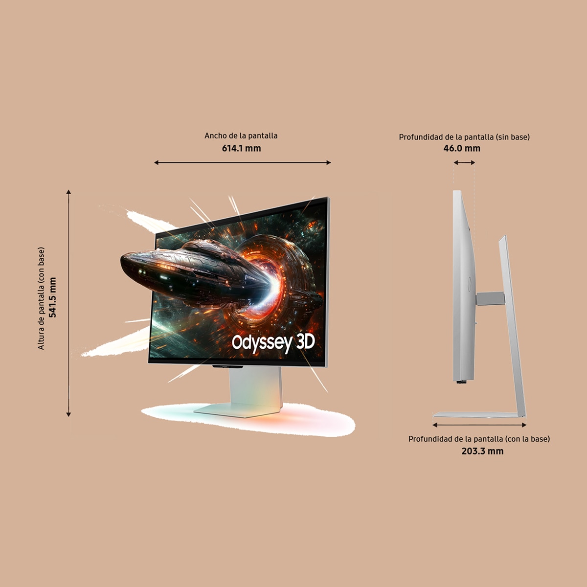 Monitor PC Gaming 68,5cm (27") Samsung Odyssey 3D-G90XF, 165 Hz, UHD 4K Plateado-2