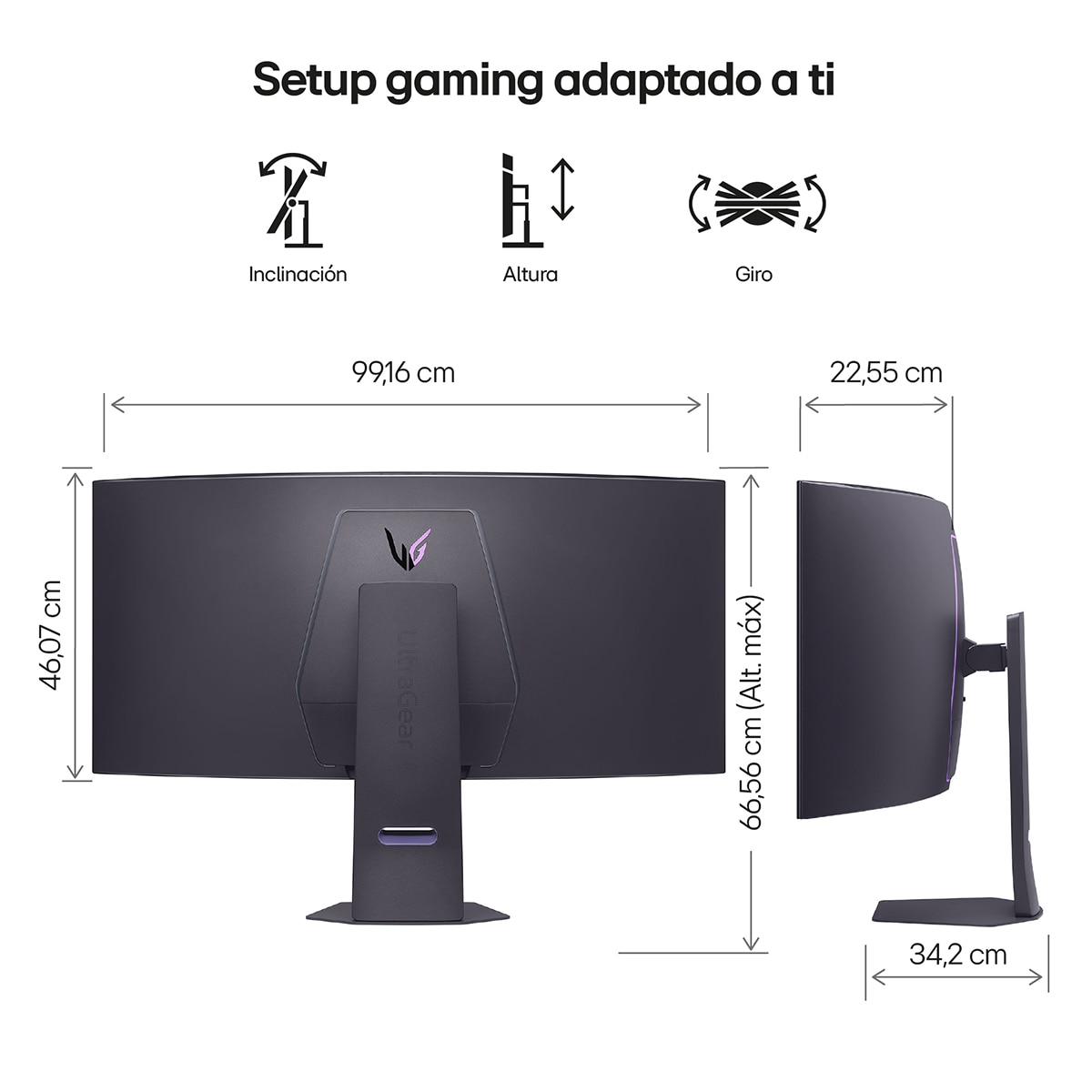Monitor PC Gaming curvo 113cm (45") LG UltraGear 45GX950A-B, 165Hz, OLED 5K2K Gris-2
