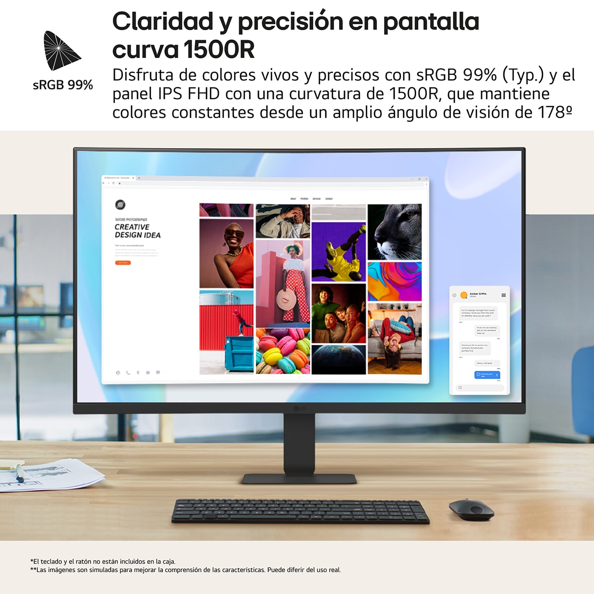 Monitor PC curvo 69cm (27") LG 27U421A-B, 100Hz, Full HD Negro mate-4