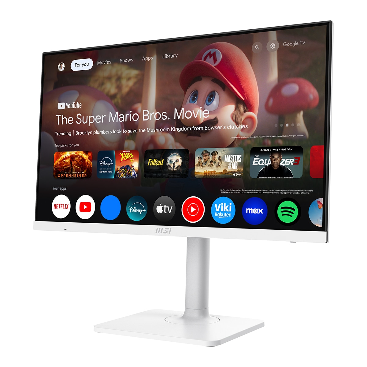 Monitor PC 69cm (27") MSI Modern MD272UPSW, 60 Hz UHD 4K, Google TV Blanco-4