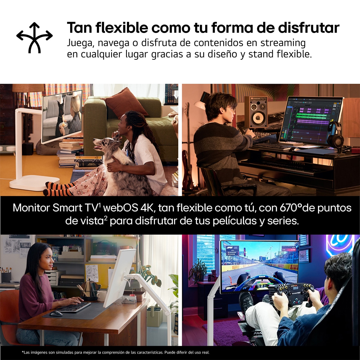 LG Smart Monitor Swing, 32'', serie gaming, 4K UHD, 144 Hz, 1ms, webOS 24, peana Swing portátil y flexible, Mando Magic Pointer Remote Blanco-4