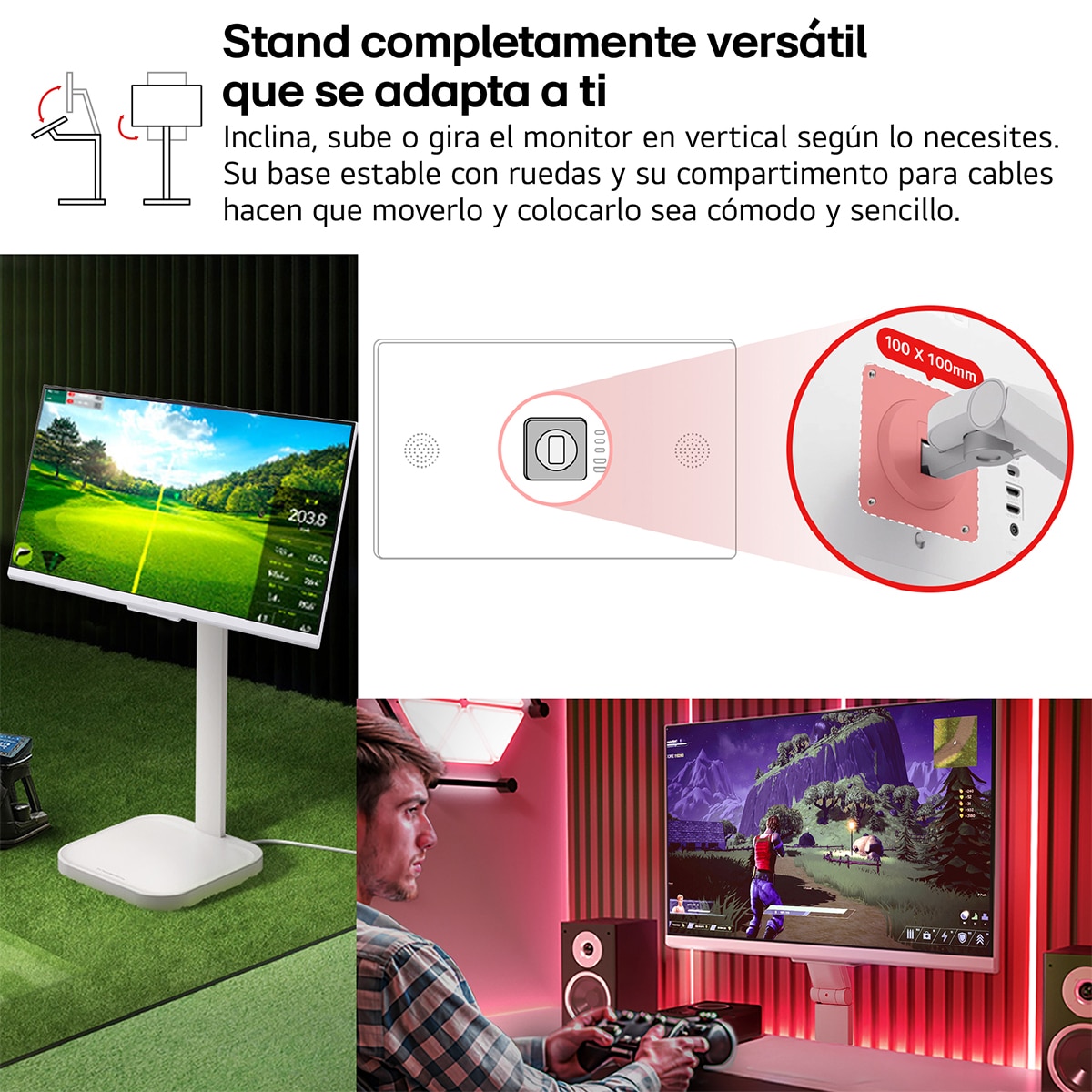 LG Smart Monitor Swing, 32'', serie gaming, 4K UHD, 144 Hz, 1ms, webOS 24, peana Swing portátil y flexible, Mando Magic Pointer Remote Blanco-11