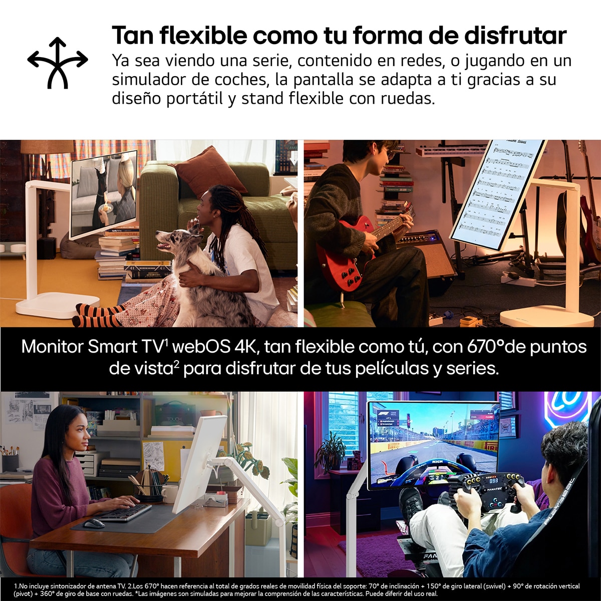 LG Smart Monitor Swing, 32", serie Cine & Streaming, 4K UHD, webOS 24, peana Swing portátil y flexible, Mando Magic Pointer Remote. - Blanco Blanco-3