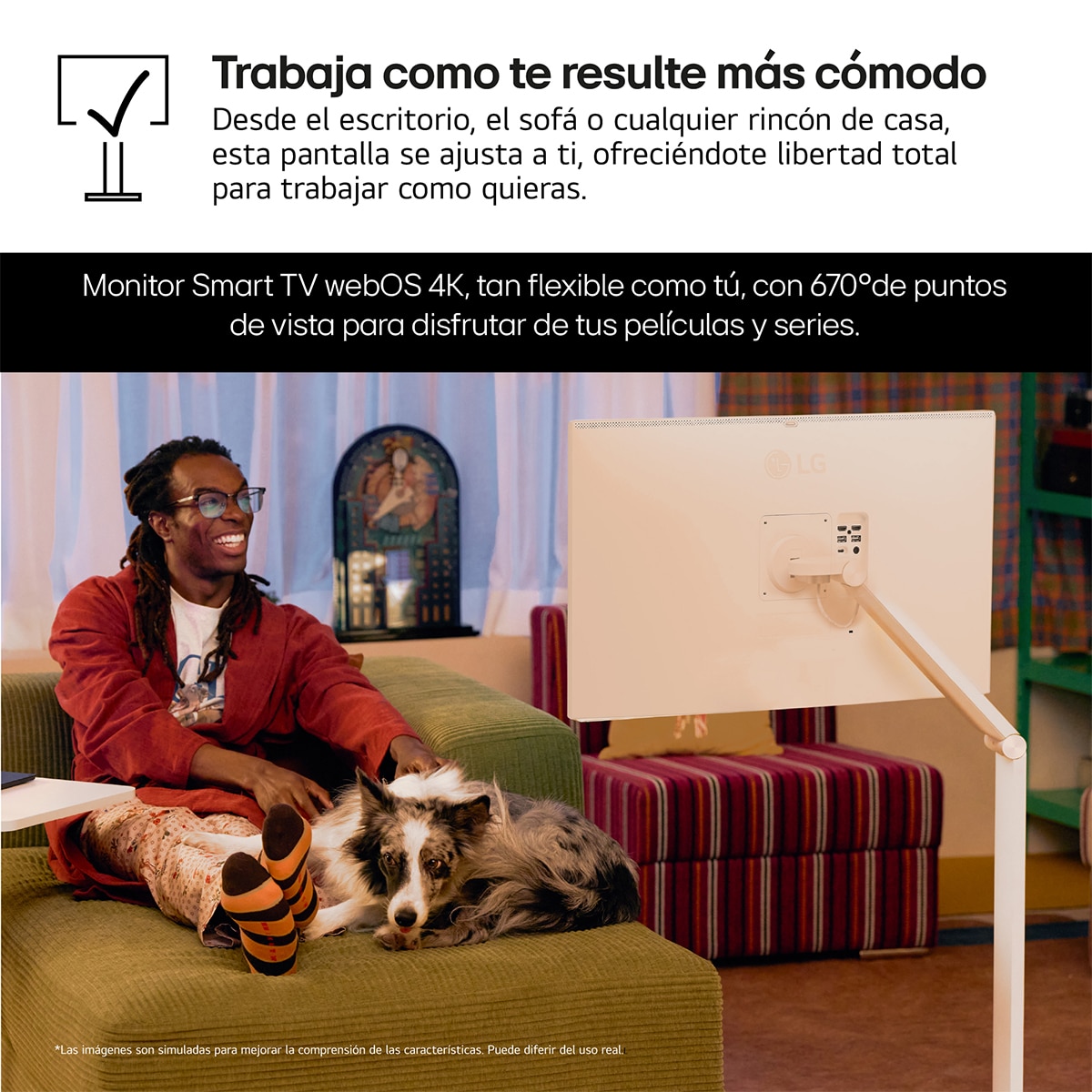LG Smart Monitor Swing, 32", serie Cine & Streaming, 4K UHD, webOS 24, peana Swing portátil y flexible, Mando Magic Pointer Remote. - Blanco Blanco-4