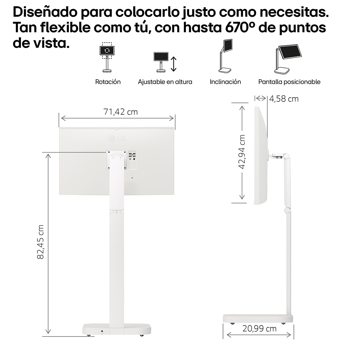 LG Smart Monitor Swing, 32", serie Cine & Streaming, 4K UHD, webOS 24, peana Swing portátil y flexible, Mando Magic Pointer Remote. - Blanco Blanco-14