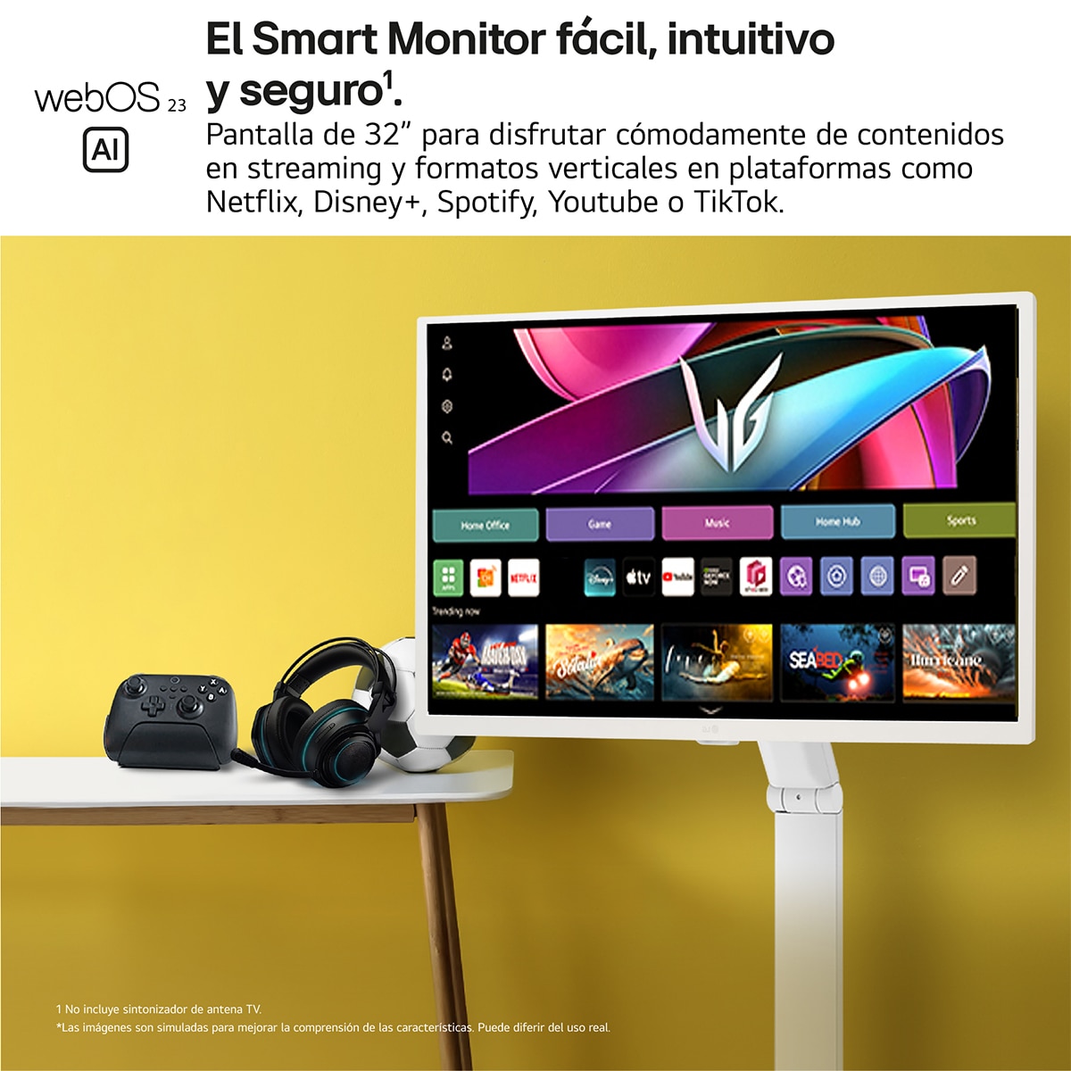 LG Smart Monitor Swing, 32", serie Teletrabajo, Full HD, IPS, webOS 23, peana Swing portátil y flexible, Mando Magic Pointer Remote Blanco-5