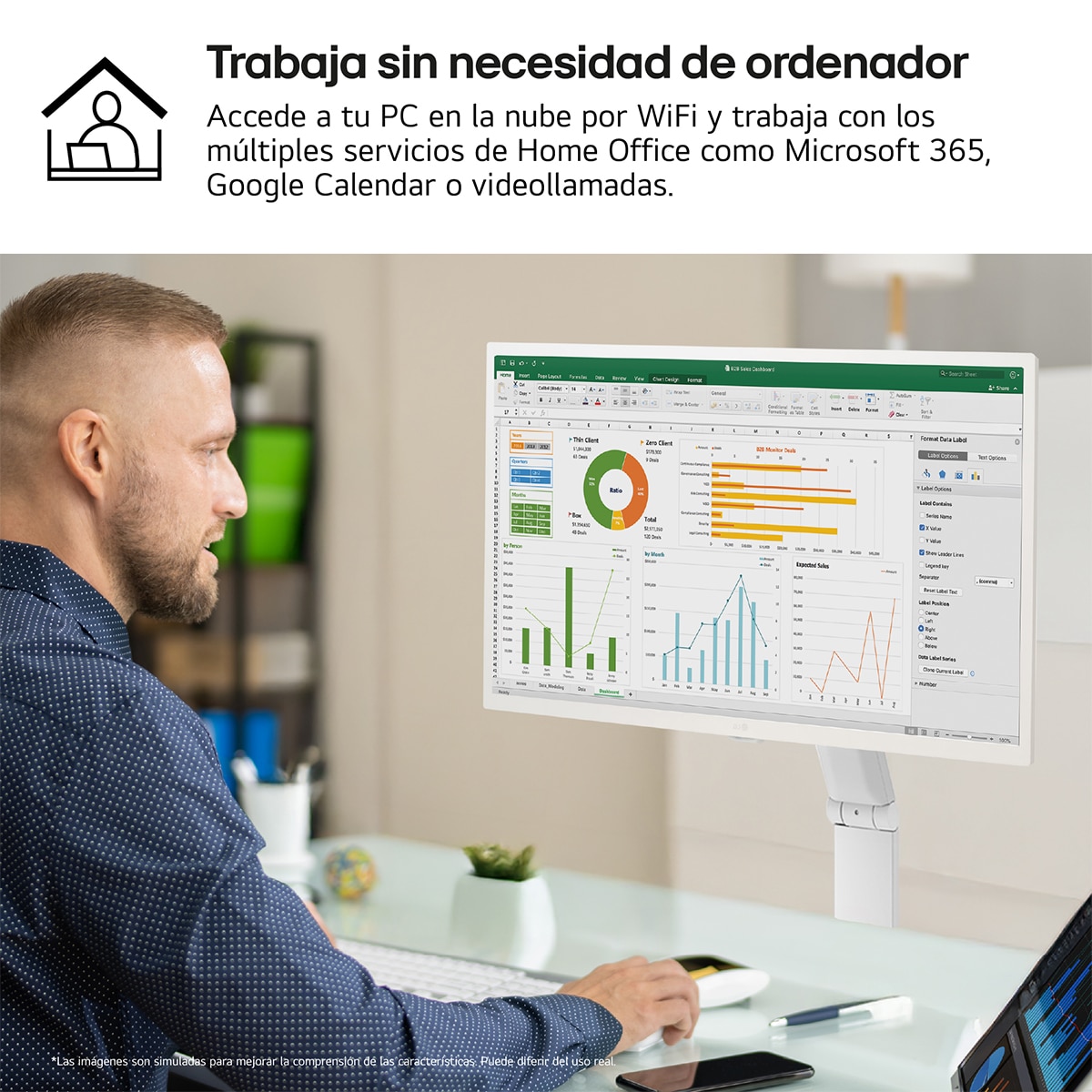 LG Smart Monitor Swing, 32", serie Teletrabajo, Full HD, IPS, webOS 23, peana Swing portátil y flexible, Mando Magic Pointer Remote Blanco-10