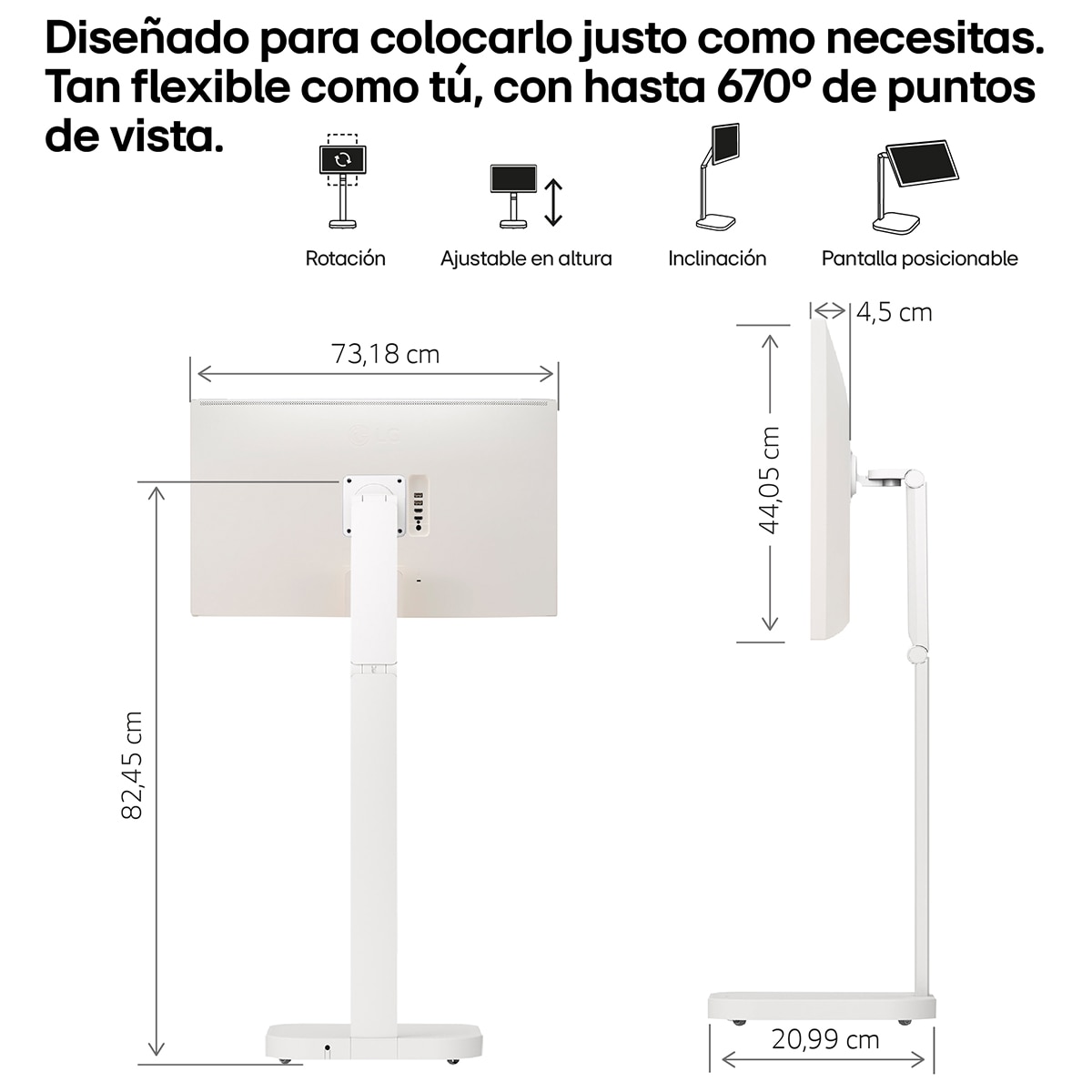 LG Smart Monitor Swing, 32", serie Teletrabajo, Full HD, IPS, webOS 23, peana Swing portátil y flexible, Mando Magic Pointer Remote Blanco-14
