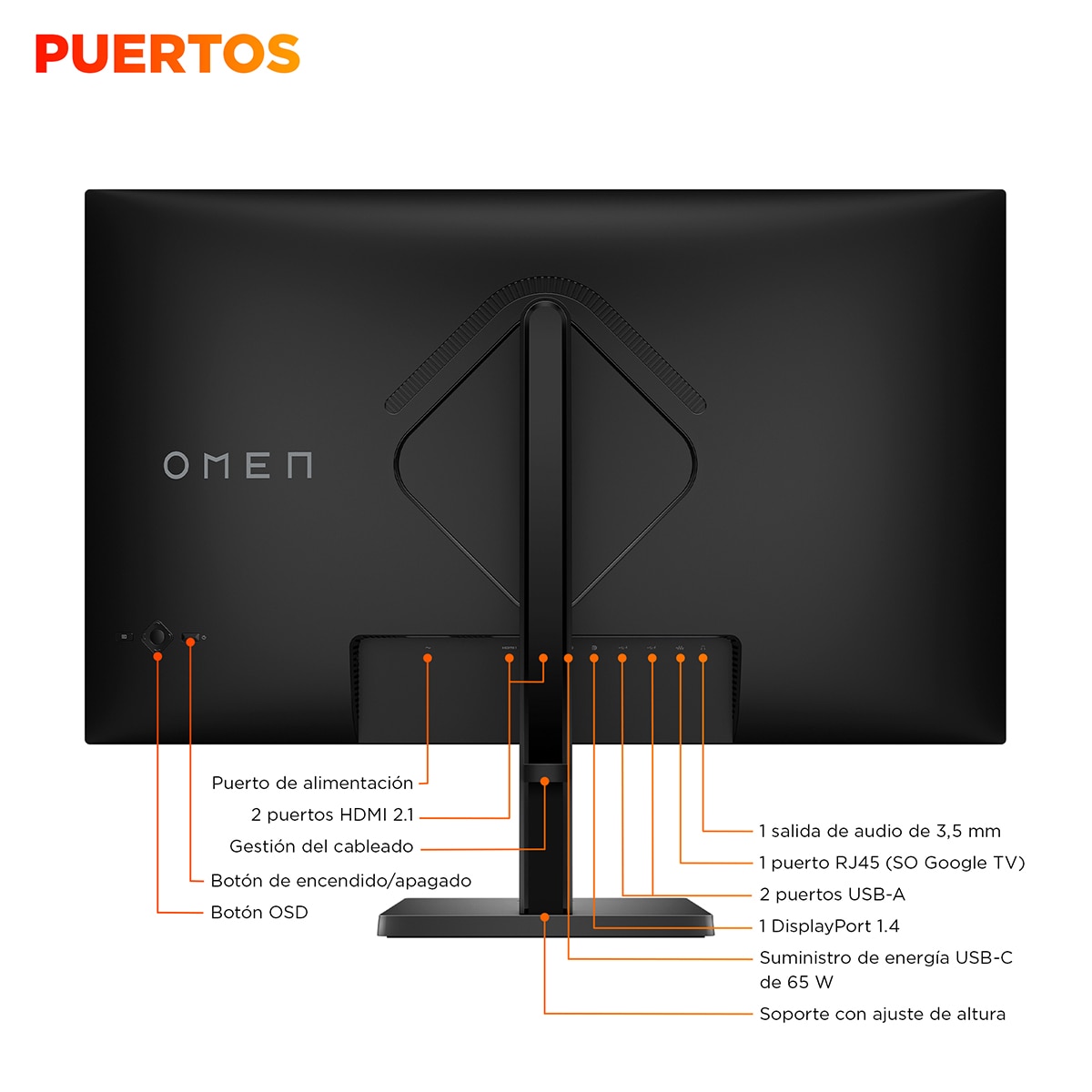 Monitor PC Gaming 80cm (31,5") HP OMEN 32x, 144 Hz, UHD IPS, AMD FreeSync Premium Negro-5