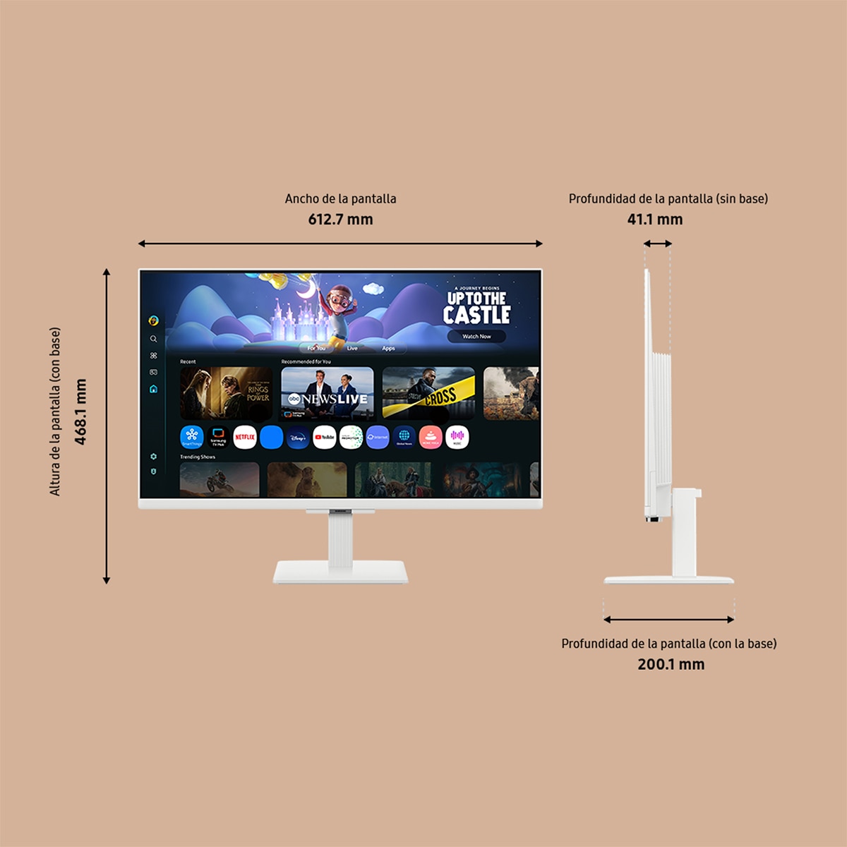 Monitor PC 68,58cm (27") Samsung Smart Monitor M5-M50F-LS27FM501EUXEN, 60 Hz, Full HD IPS, Funciones Smart Blanco-2