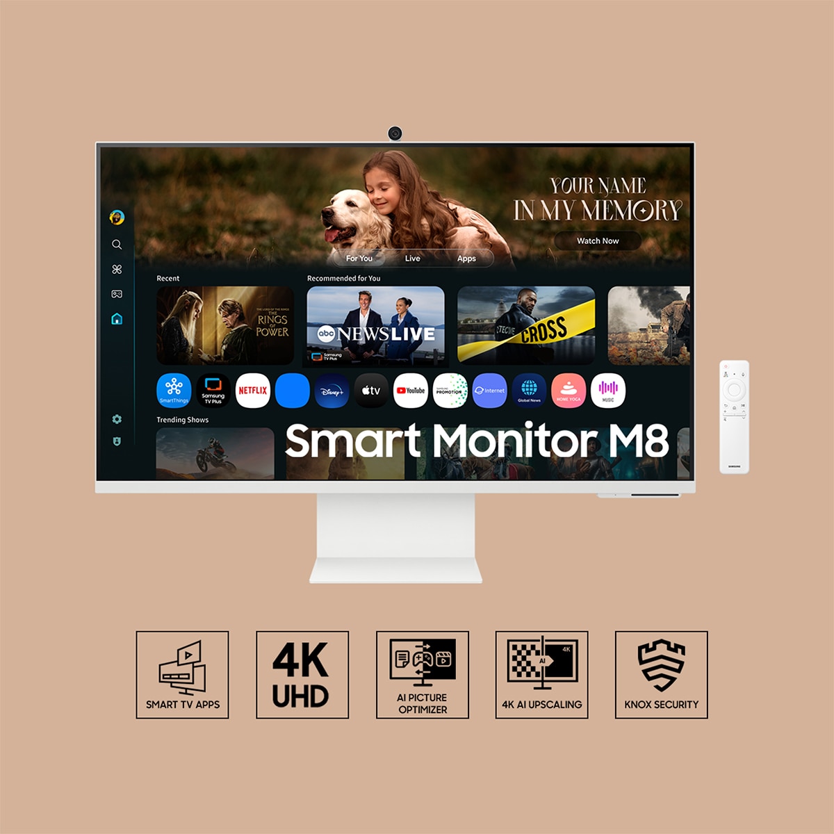 Monitor PC 81,28cm (32") Samsung Smart Monitor M8-M80F-LS32FM801UUXEN, 60 Hz UHD 4K, Funciones Smart Blanco-7