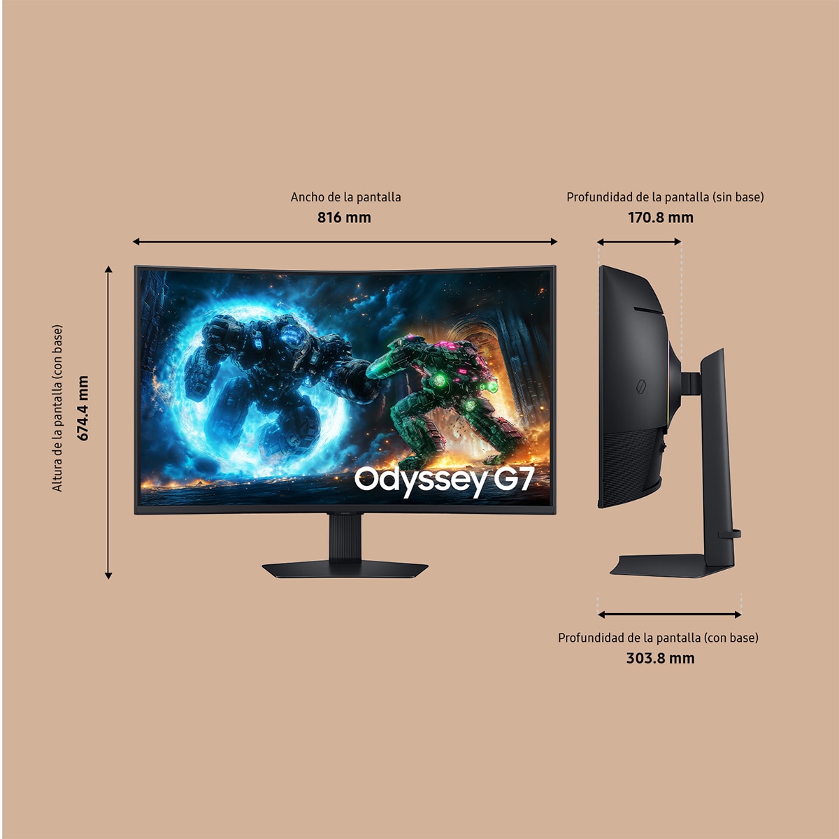 Monitor PC curvo Gaming 93,98cm (37") Samsung Odyssey G7/G75F LS37FG756, 165 Hz, UHD 4K Negro-2