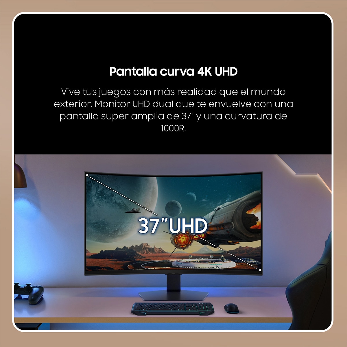 Monitor PC curvo Gaming 93,98cm (37") Samsung Odyssey G7/G75F LS37FG756, 165 Hz, UHD 4K Negro-3