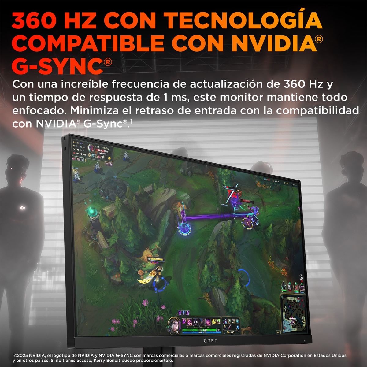 Monitor PC Gaming 62,2cm (24,5") HP OMEN 25, 360Hz, Full HD IPS, AMD FreeSync Premium y compatible con NVIDIA G-SYNC Negro-9