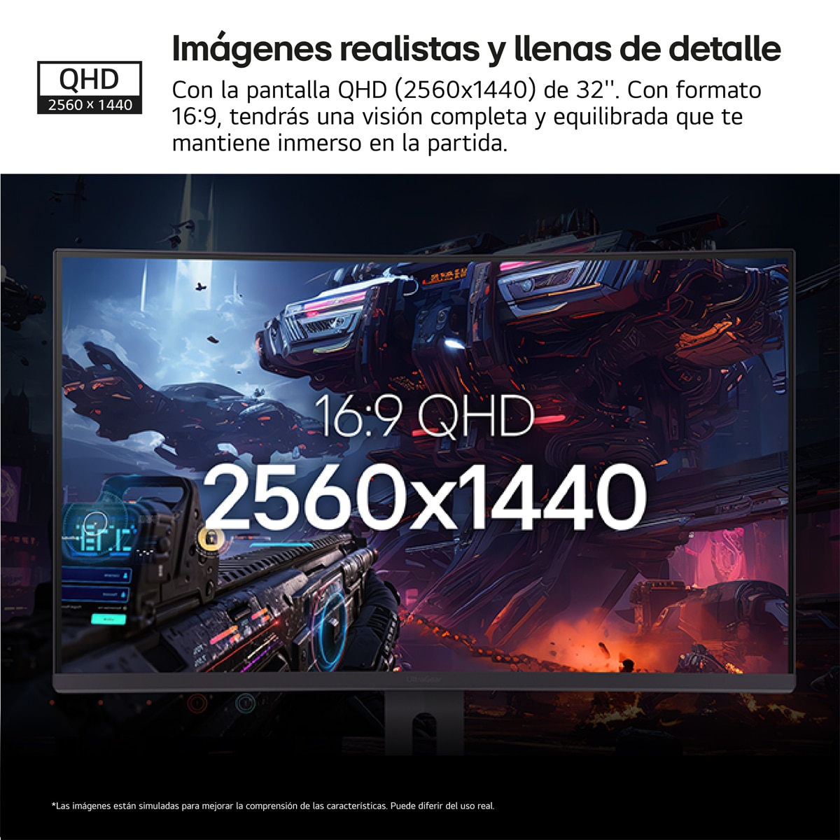 Monitor PC Gaming 80cm (31,5") LG UltraGear 32g600A-B Curvo, 180 Hz, QHD, AMD FreeSync, HDR10 Gris-3