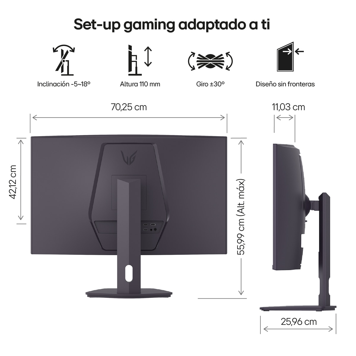 Monitor PC Gaming 80cm (31,5") LG UltraGear 32g600A-B Curvo, 180 Hz, QHD, AMD FreeSync, HDR10 Gris-15