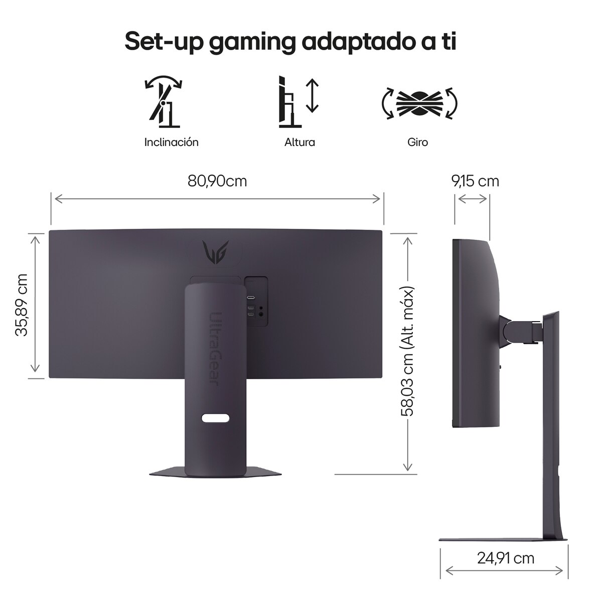 Monitor PC Gaming 86,3cm (34") LG 34g600A-B Curvo, 160Hz, UWQHD, AMD FreeSync Premium, HDR10 Gris-14