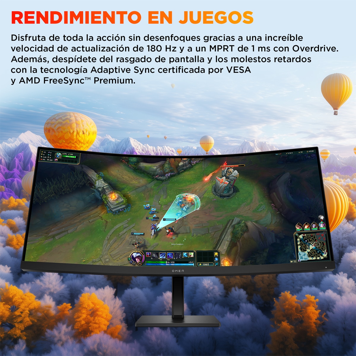 Monitor PC Gaming 86,4cm (34") HP OMEN 34c G2 Curvo, 180Hz, WQHD, audio integrado, AMD FreeSync Premium - Negro Negro-8