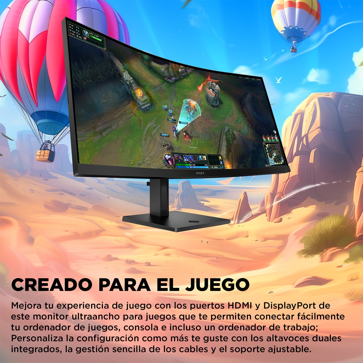 Monitor PC Gaming 86,4cm (34") HP OMEN 34c G2 Curvo, 180Hz, WQHD, audio integrado, AMD FreeSync Premium - Negro Negro-10