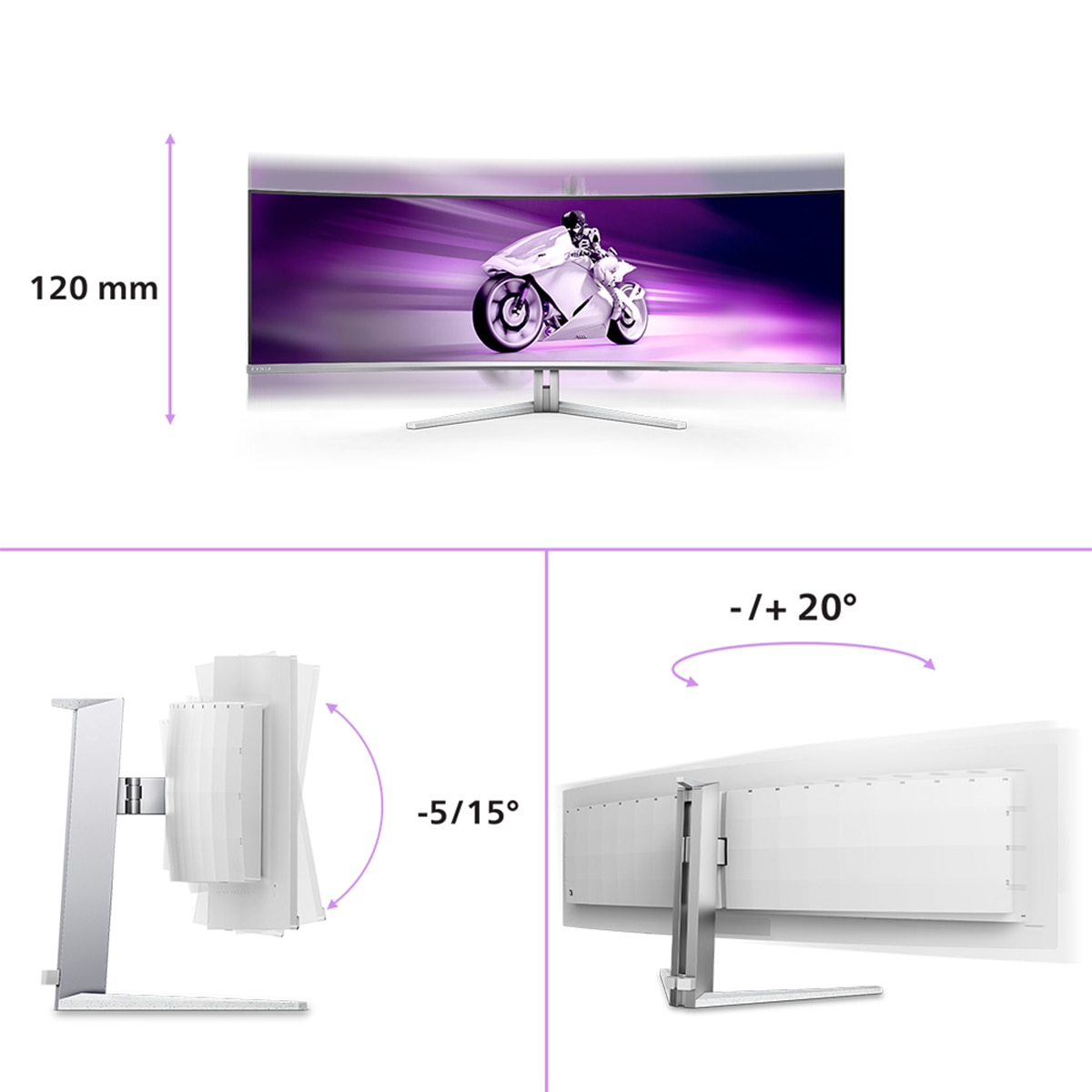 Monitor PC 124,3 cm (48,9") Philips 49M2C8900L/00, 144 Hz, 5K, QD-OLED - Blanco Blanco-2