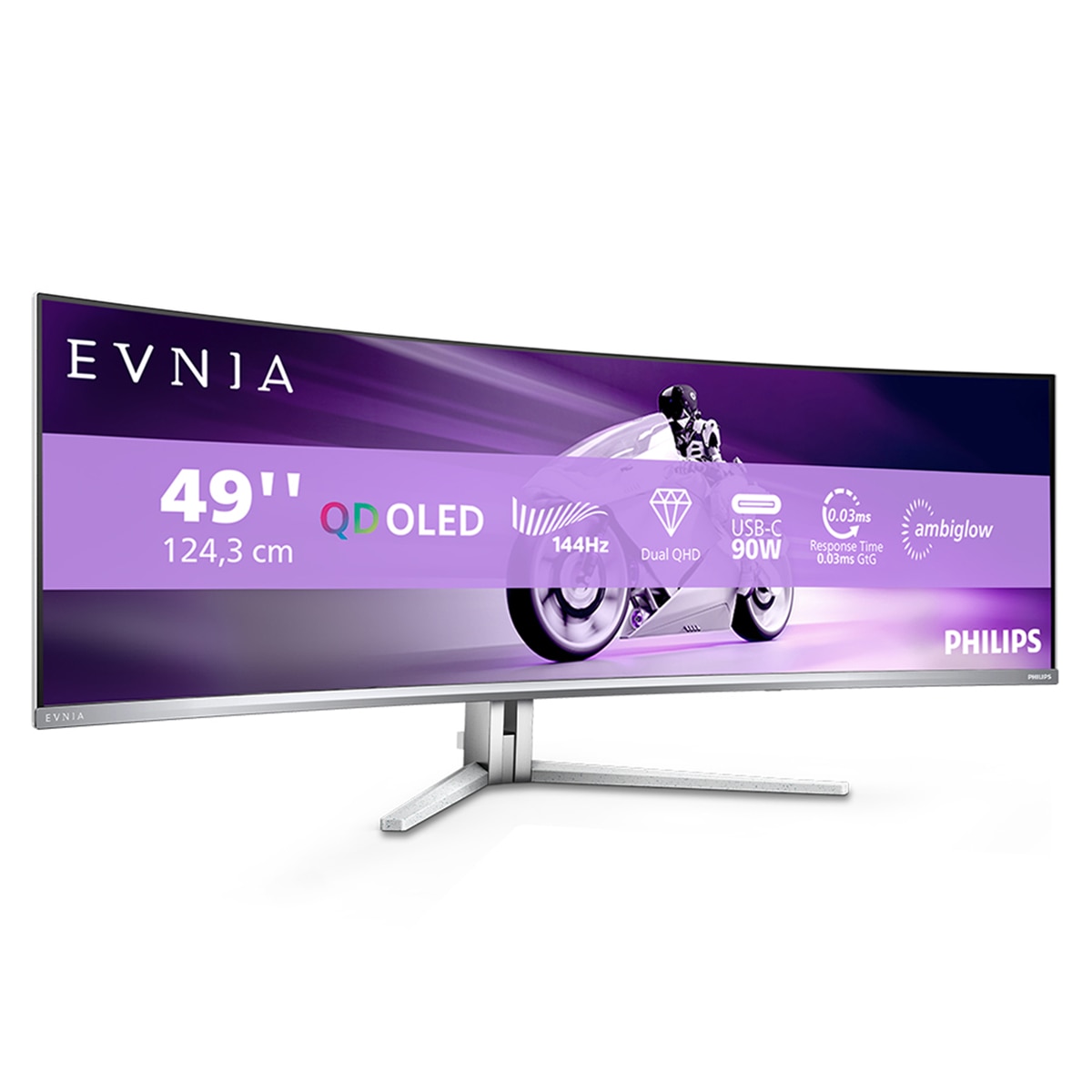 Monitor PC 124,3 cm (48,9") Philips 49M2C8900L/00, 144 Hz, 5K, QD-OLED - Blanco Blanco-3