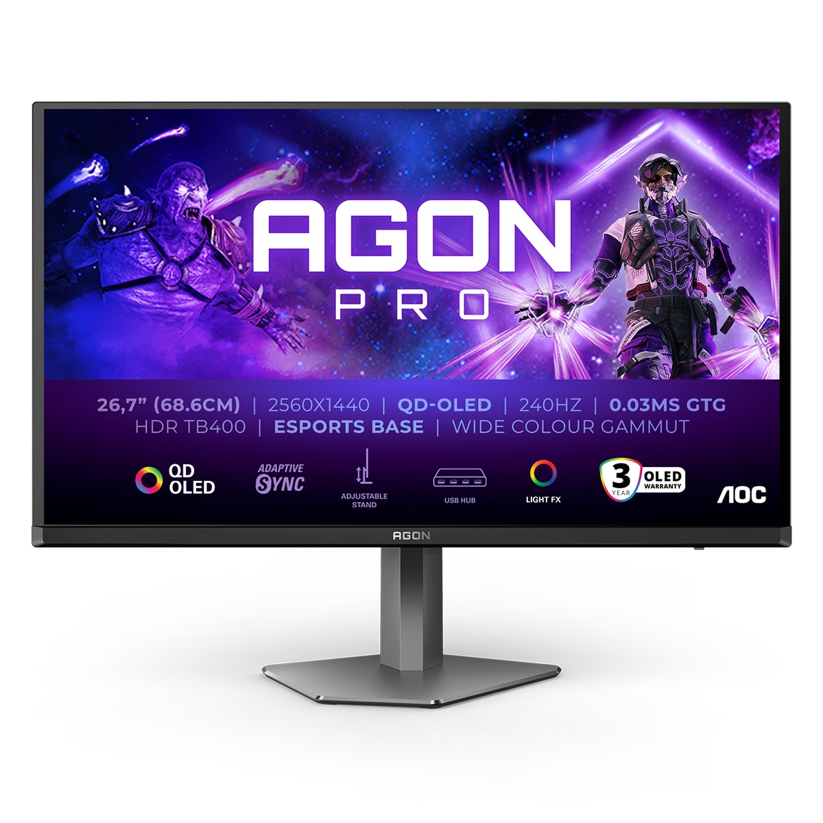 Imagen 0 de Monitor PC Gaming Premium 67,3cm (26,5") AOC AG276QZD2, 280 Hz, QHD OLED