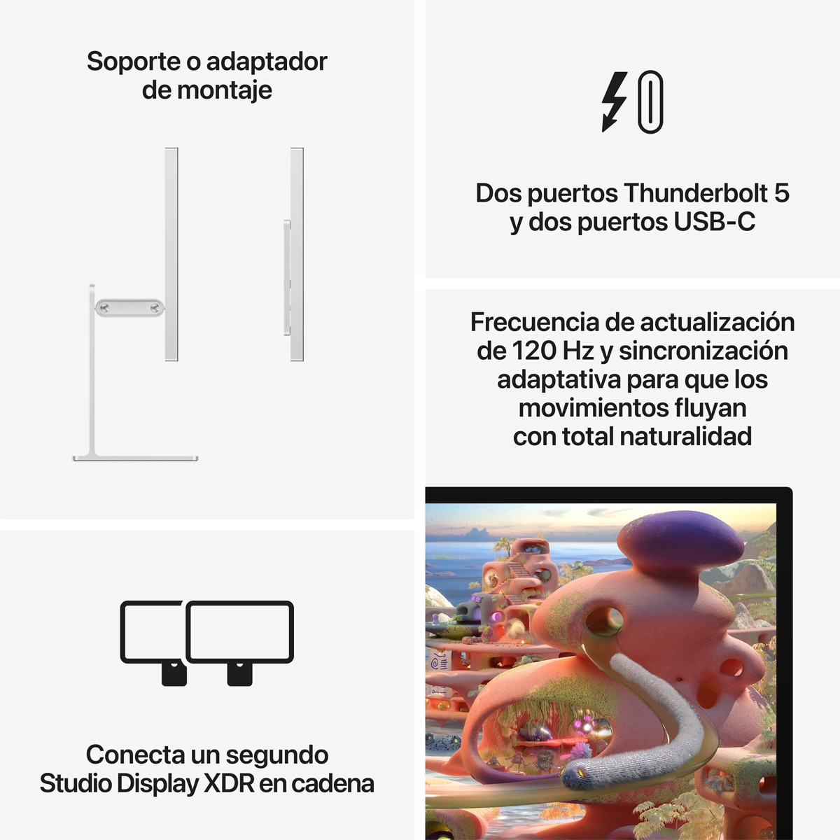 Monitor Apple Studio Display 27" Retina XDR 5K vidrio estándar, soporte con ajuste de inclinación y altura 8