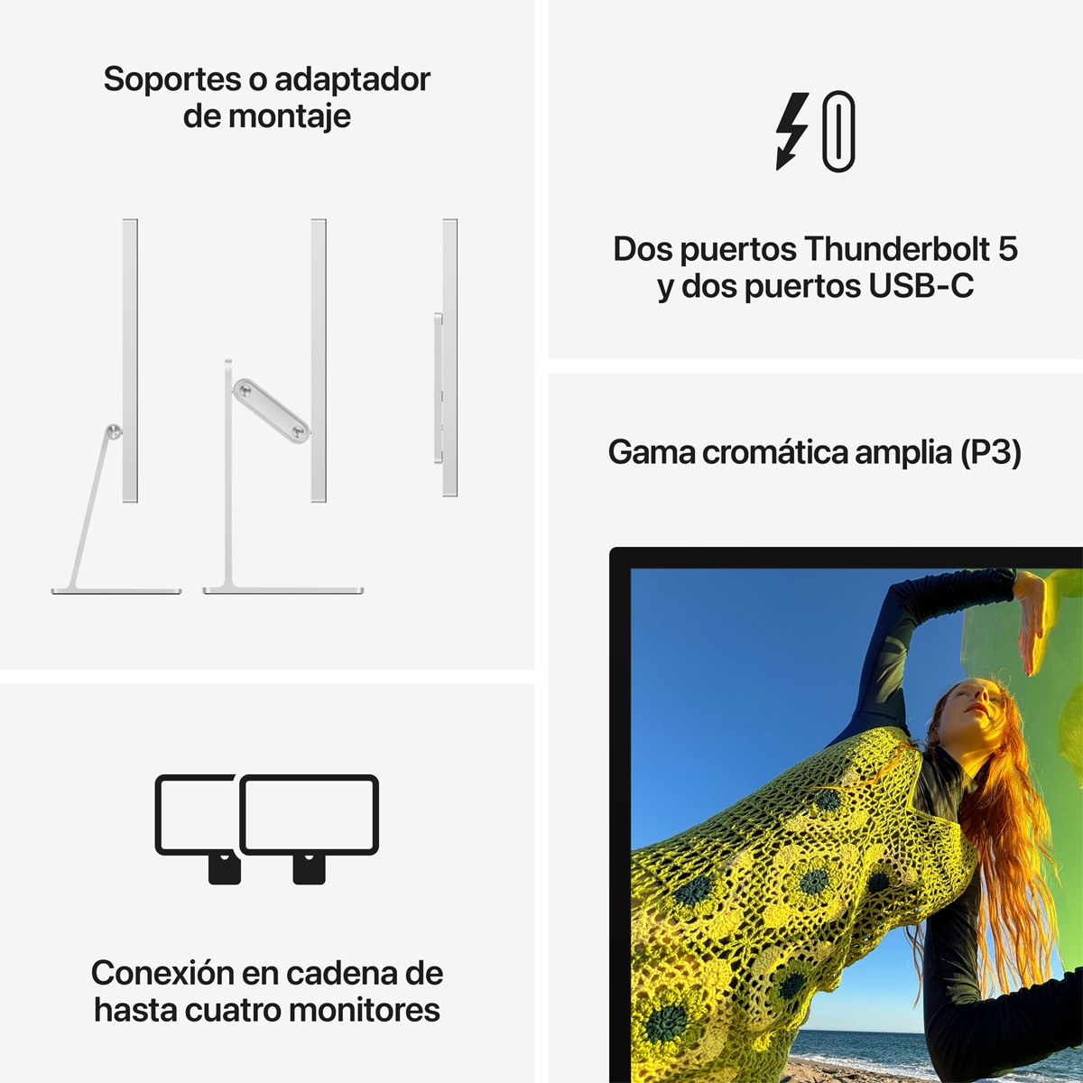 Monitor Apple Studio Display 27" Retina 5K, vidrio estándar, soporte con ajuste de inclinación y altura 8