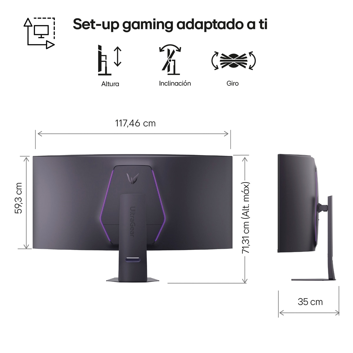 Monitor PC Gaming curvo 131cm (51,6") LG UltraGear 52G930B-B, 240Hz, 5K2K - Gris Gris-11