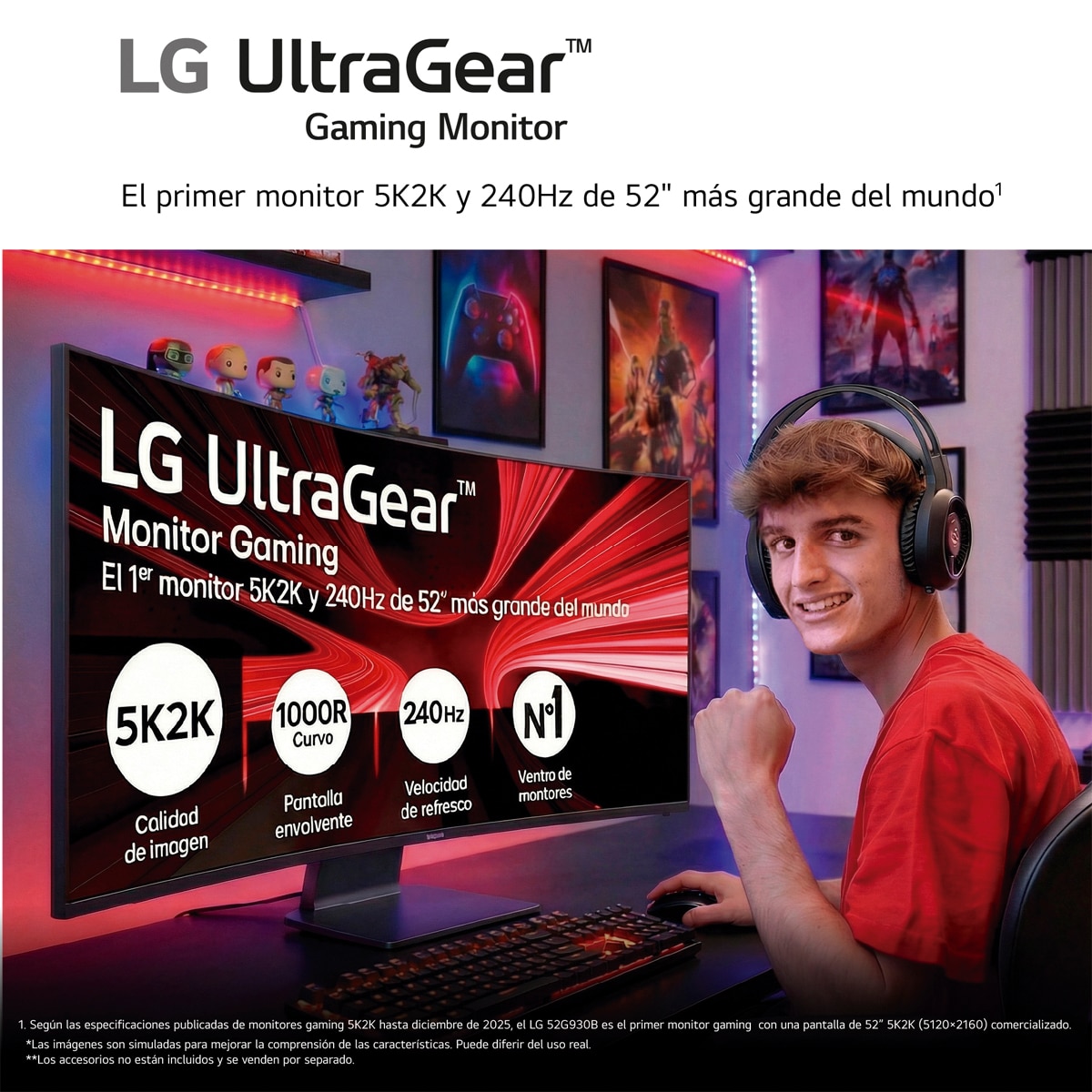 Monitor PC Gaming curvo 131cm (51,6") LG UltraGear 52G930B-B, 240Hz, 5K2K - Gris Gris-13