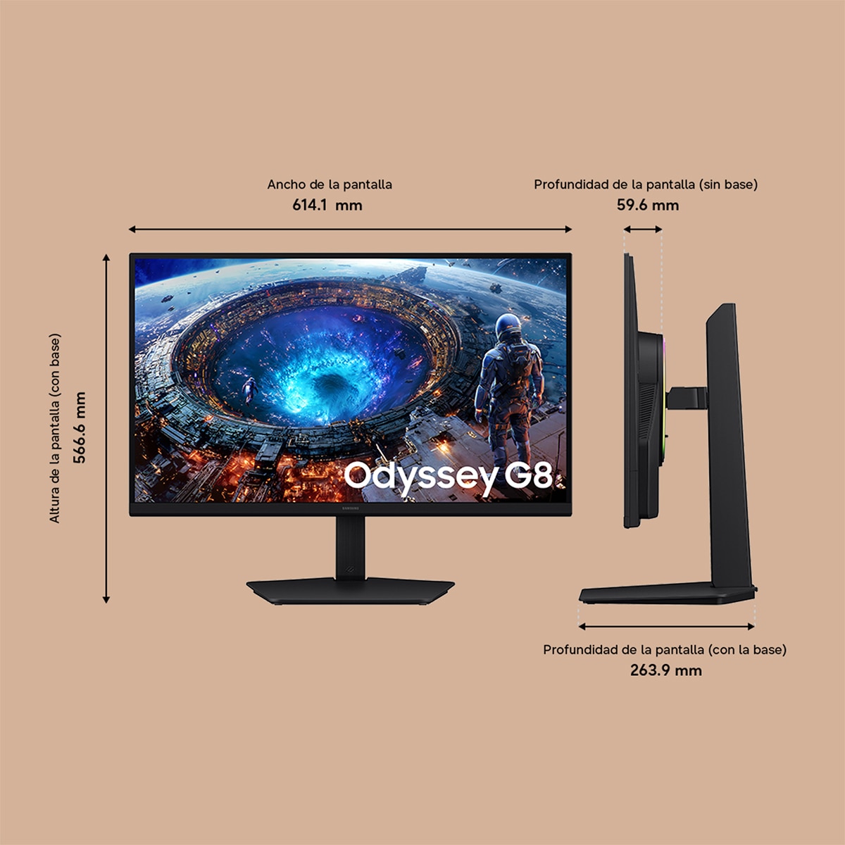Monitor PC Gaming 68,5cm (27") Samsung Odyssey G8 G80HF LS27HG806EFXEN, 5K 180Hz / QHD 360Hz - Negro Negro-2