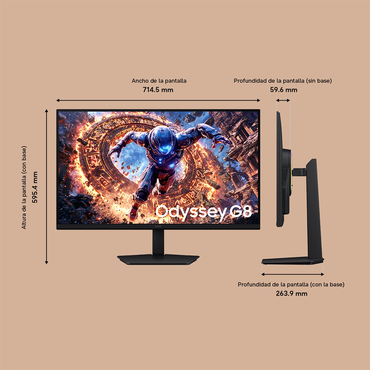 Monitor PC Gaming 81,2cm (32") Samsung Odyssey G8 G80HS LS32HG802ESXEN, 6K 165Hz / 3K 330Hz - Negro Negro-2