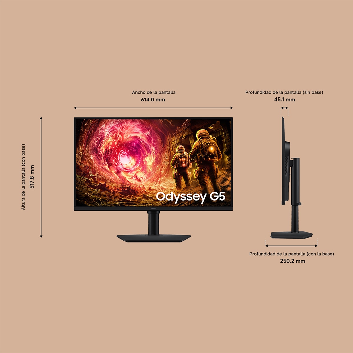 Monitor PC Gaming 68,5cm (27") Samsung Odyssey G5 G50F LS27FG502EUXEN, 180 Hz, QHD - Negro Negro-2