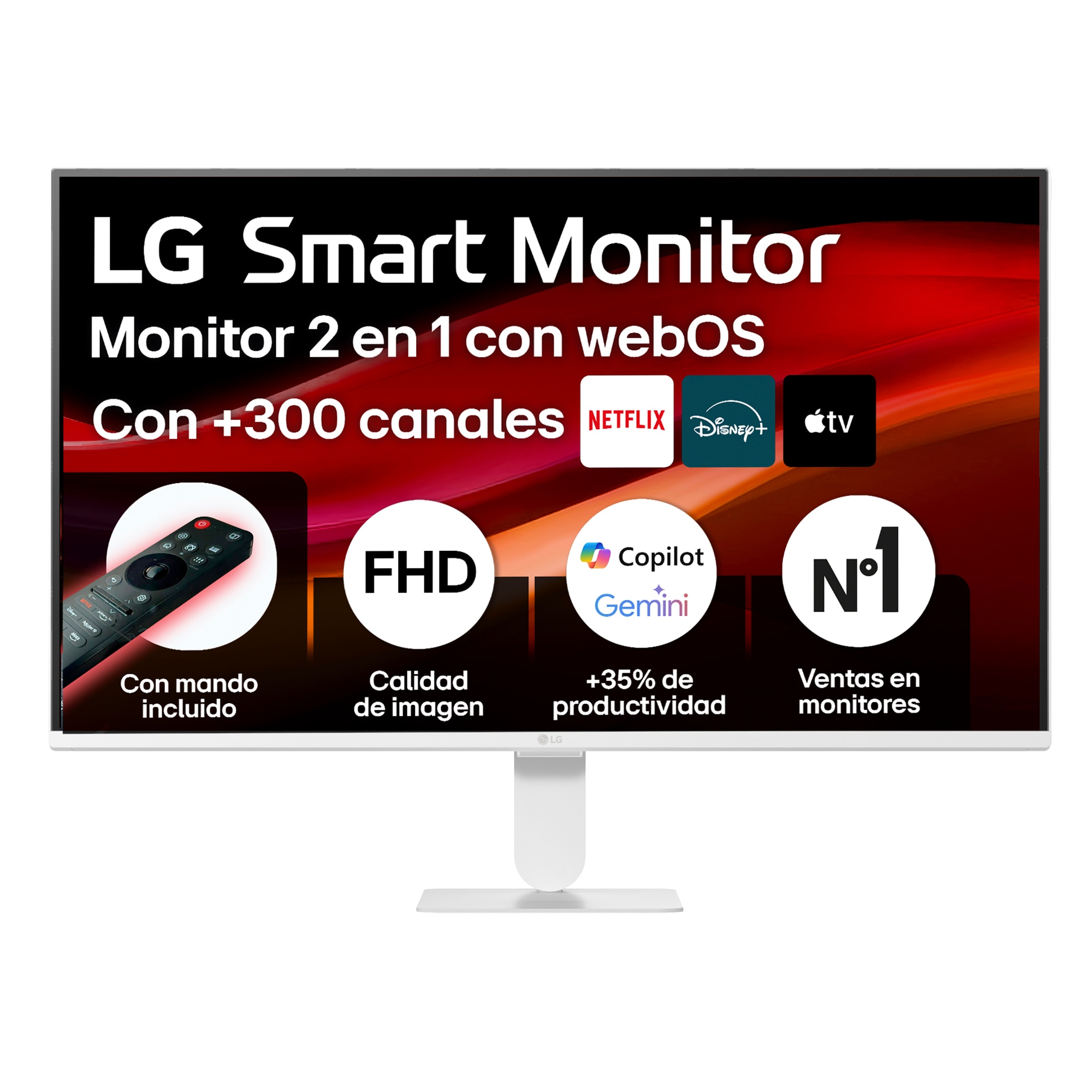 Imagen 0 de Monitor PC 68,5cm (27") LG MyView Smart Monitor 27U511SB-W, 120Hz, Full HD IPS, webOS Blanco