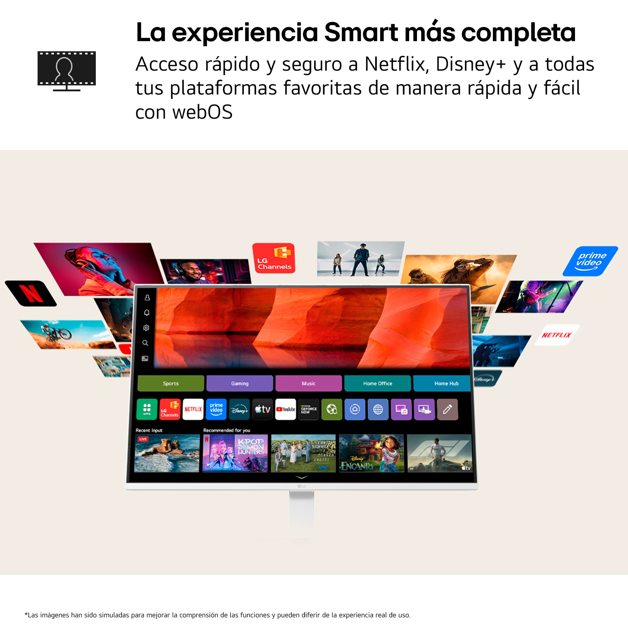 Monitor PC 68,5cm (27") LG MyView Smart Monitor 27U511SB-W, 120Hz, Full HD IPS, webOS - Blanco Blanco-3