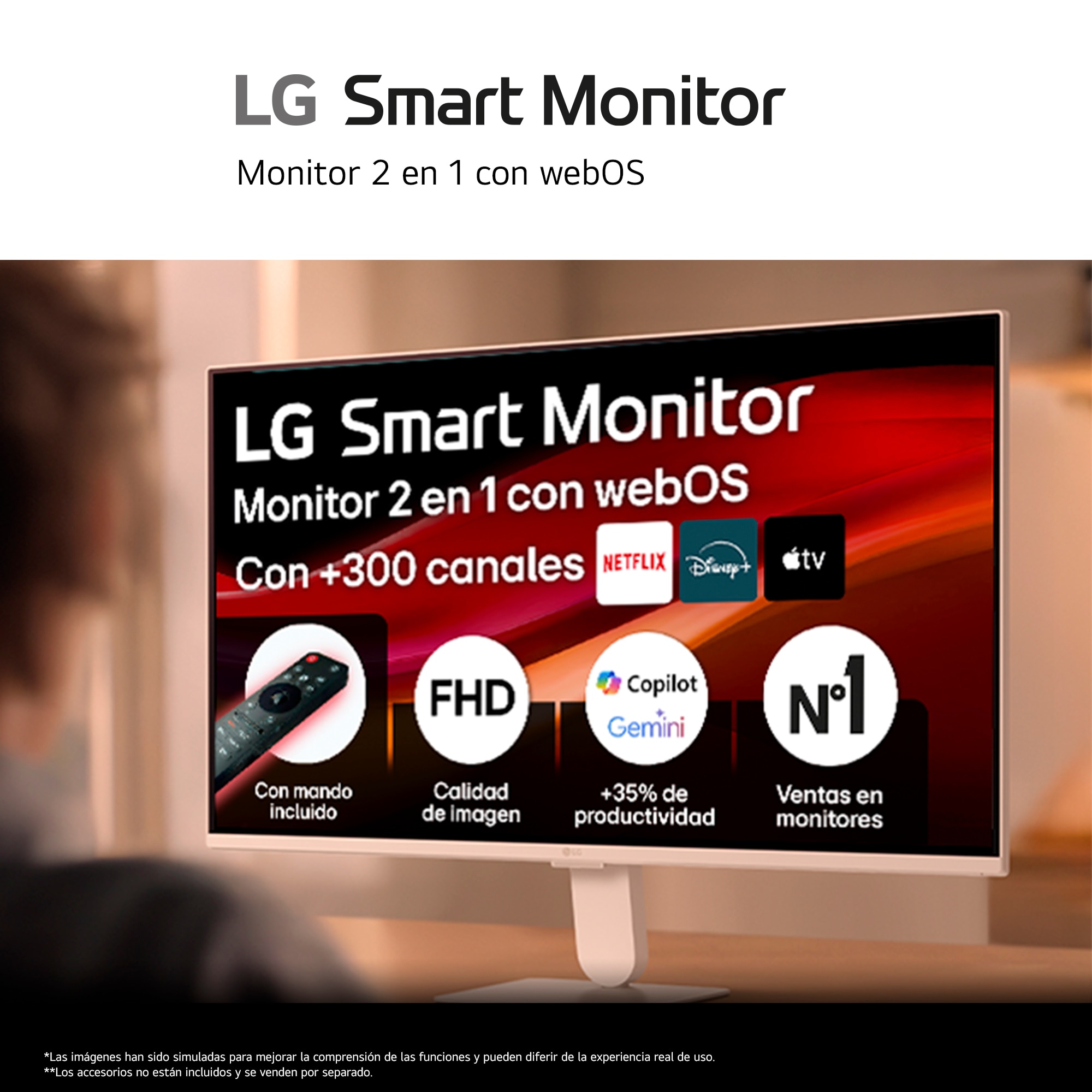 Monitor PC 68,5cm (27") LG MyView Smart Monitor 27U511SB-W, 120Hz, Full HD IPS, webOS - Blanco Blanco-16